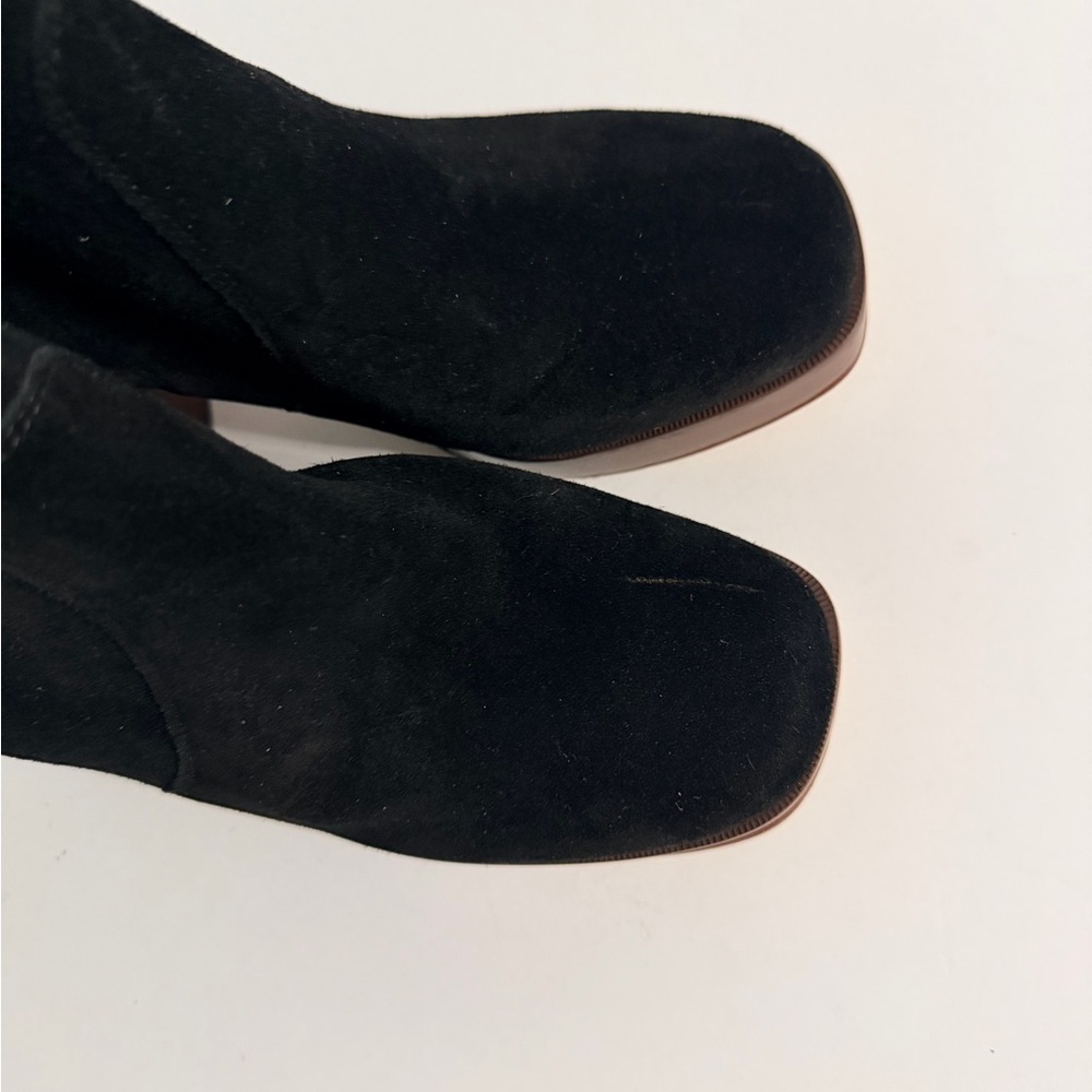 MARC FISHER Black Suede Leather MARYSA Block Heel Platform Ankle Boots Sz 9.5 - Picture 2 of 7